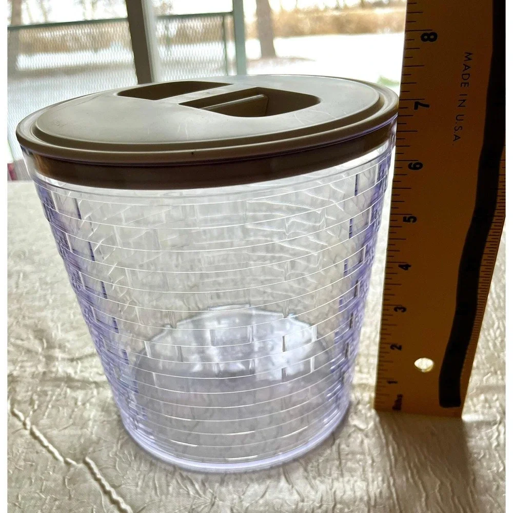 Longaberger Clear Plastic Basket Protector with Tan Lid 40480 Round Canister